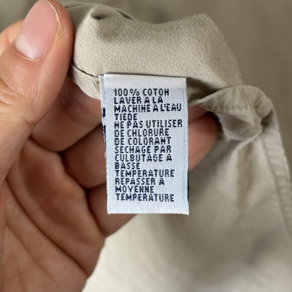 VTG Polo Ralph Lauren Mens Shirt Large Beige Button Down Short Sleeve Preppy Y2K - Picture 13 of 15